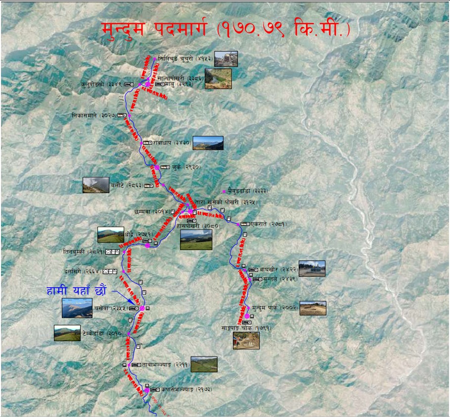 मुन्दुम पदमार्गको नक्शा (Mundum Trail Map)
